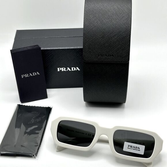 PRADA Sunglasses PR A12S 17K08Z White/Dark Grey Unisex NEW - Picture 12 of 13